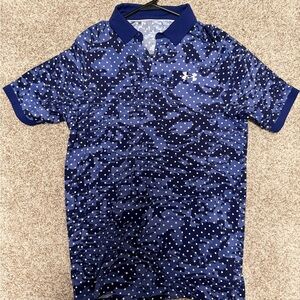 Under Armour Men's Navy and White Polka Dot Polo - Small - NWOT